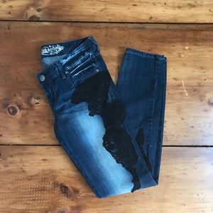 Express Black Lace Jeans Size 4